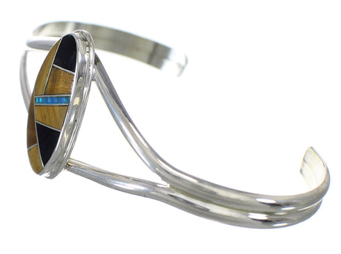 Sterling Silver And Multicolor Inlay Southwest Cuff Bracelet WX75474